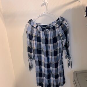 Off the shoulder plaid dress